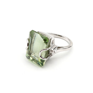 GREEN AMETHYST & DIAMONDS RING