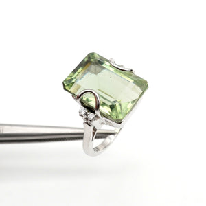 GREEN AMETHYST & DIAMONDS RING